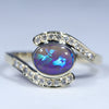 Natural Australian Black Opal Gold and Diamond Ring