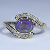 Natural Australian Black Opal and Diamond Gold Ring Size 8.25 Code - EJ58