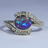 Natural Australian Black Opal and Diamond Gold Ring Size 8.25 Code - EJ58