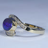 Natural Australian Black Opal and Diamond Gold Ring Size 8.25 Code - EJ58