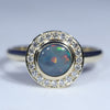 Australian Black Opal and Diamond Gold Ring Size 7 Code - EJ61