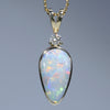Natural Australian Dark Opal and Diamond Gold Pendant (12mm x 6mm) Code -ESP72