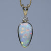 Natural Australian Lightning Ridge Gold and Diamond Pendant