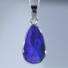 Natural Australian Black Opal white Gold Pendant