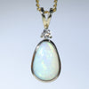 Natural Australian Lightning Ridge Crystal Opal gold and Diamond Pendant 