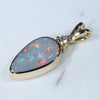 18k Gold - Solid Lightning Ridge Opal - Natural Diamond