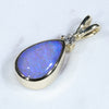10k Gold - Solid Boulder Opal - Natural Diamond