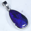 Natural Australian Black Opal 14k White Gold Pendant (18mm x 10mm) Code - ESP83