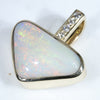 Coober Pedy White Opal and Diamond Gold Pendant (9mm x 14mm ) Code - ESP56