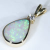 10k Gold - Solid Crystal Opal - Natural Diamond