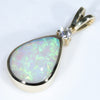 Coober Pedy Crystal Opal and Diamond Gold Pendant (11mm x 8.5mm) Code -ESP68