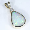 Coober Pedy Crystal Opal and Diamond Gold Pendant (11mm x 8.5mm) Code -ESP68