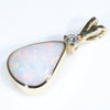 10k Gold - Solid White Opal - Natural Diamond