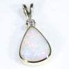 Coober Pedy White Opal and Diamond 18K Gold Pendant (10.5mm x 8mm ) Code - ESP61