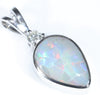 Coober Pedy Dark Opal and Diamond Gold 14k White Pendant (10mm x 7mm ) Code - ESP65