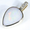 Coober Pedy White Opal and Diamond Gold Pendant (13mm x 10mm ) Code - ESP67