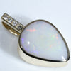 Coober Pedy White Opal and Diamond Gold Pendant (13mm x 10mm ) Code - ESP67