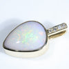 10k Gold  - Solid White Opal - Natural Diamonds
