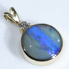 Natural Australian Boulder Opal and Diamond Gold Pendant (10mm x 10mm) Code -ESP53