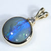 10k Gold - Solid Boulder Opal - Natural Diamond