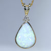 Natural Australian Crystal Opal Gold and Diamond Pendant