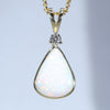 Natural Australian White Opal Gold and Diamond Pendant
