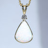 Natural Australian White Opal Gold and Diamond Pendant