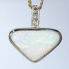 Natural Australian White Opal Gold and Diamond Pendant