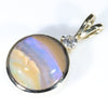 10k Gold - Solid Boulder Opal - Natural Diamond