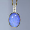 Natural Australian Boulder Opal Gold and Diamond Pendant