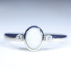 Natural Australian White Opal Diamond and Silver Ring