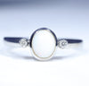 natural Australian White Opal Silver and Diamond Ring