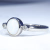Sterling Silver - Solid White Opal - Natural Diamonds