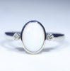 Natural Australian White Opal Silver and Diamond Ring