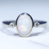 Natural Australian White Opal Silver and Diamond Ring
