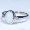 Sterling Silver - Solid White Opal - Natural Diamonds