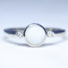 Australian White Opal and Diamond Silver Ring - Size 8.5 Code RS151