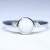 Australian White Opal and Diamond Silver Ring - Size 8.5 Code RS151