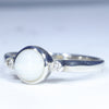 Sterling Silver - Solid White Opal - Natural Diamonds