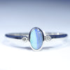 Australian Solid Boulder Opal and Diamond Silver Ring - Size 11.5 Code SS17