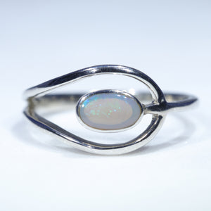 Natural Australian Crystal Opal Silver Ring