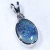 Natural Australian Boulder Opal and Diamond 14k White Gold Pendant (9mm x 6mm) Code -ESP104