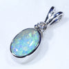 14k White Gold - Solid Boulder Opal - Natural Diamond