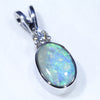 Natural Australian Boulder Opal and Diamond 14k White Gold Pendant (7.5mm x 5mm) Code -ESP102