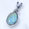 Natural Australian Boulder Opal and Diamond 14k White Gold Pendant (7.5mm x 5mm) Code -ESP102