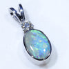 Natural Australian Boulder Opal and Diamond 14k White Gold Pendant (7.5mm x 5mm) Code -ESP102