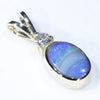 10k Gold- Solid Boulder Opal - Natural Diamond