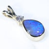 Natural Australian Boulder Opal and Diamond Gold Pendant (7mm x 5mm) Code - ESP96