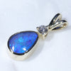 Natural Australian Boulder Opal and Diamond Gold Pendant (7mm x 5mm) Code - ESP96