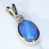 Natural Australian Boulder Opal and Diamond Gold Pendant (7.5mm x 6mm) Code - ESP97